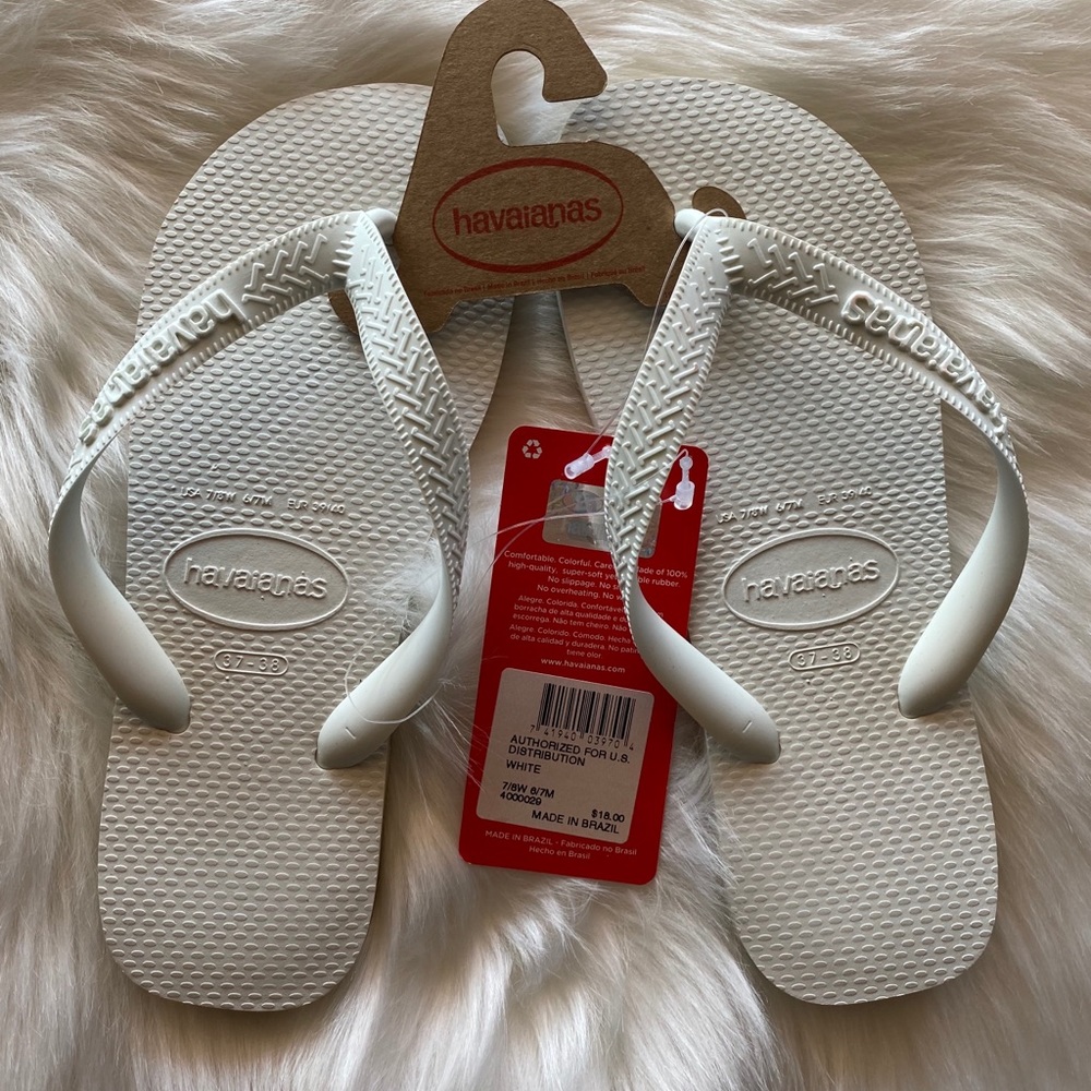 White thick strap Havaianas flip flops